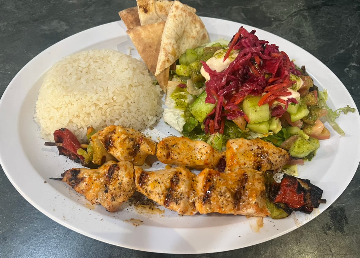 Chicken Shish-Kebab Plate.