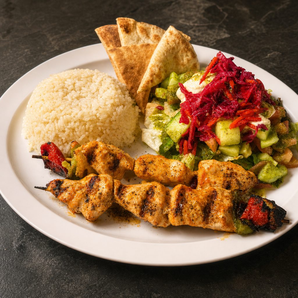 Chicken Shish-Kebab Plate.